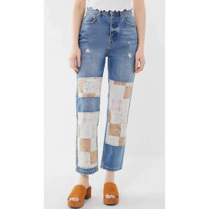 BDG Urban Outfitters | Boho Patchwork Distressed Relaxed Straight Ankle Jeans